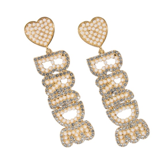 Icing Jewelry - Bride Pearl & Crystal 2.5" Drop Earrings - NWT